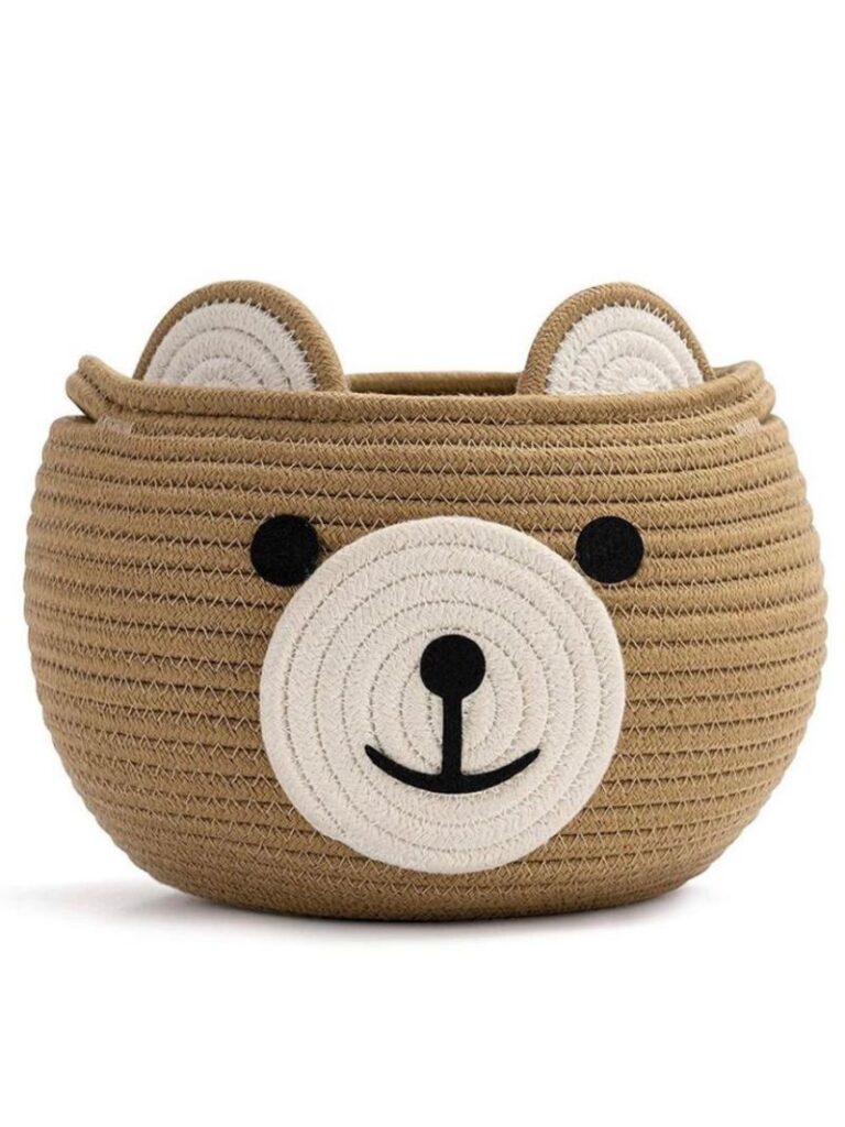 Wisdom Decor Cute Baby Bear Cotton Rope Basket, Woven Storage Basket ...