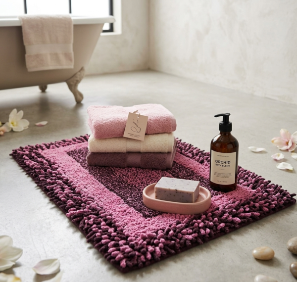Cotton Bathroom Mat Set of 2 | 40x60 cm Super Soft & Absorbent for Home, Office, Hotel