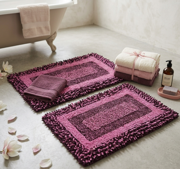 Cotton Bathroom Mat Set of 2 | 40x60 cm Super Soft & Absorbent for Home, Office, Hotel