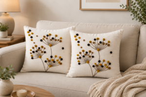 ChatGPT Image Jun 1, 2026, 04_33_09 PM Decorative Embroidery | Premium Tufted Cushion Cover in 16x16 inches for Couch, Chair, Sofa, Bedroom, Living Room - Set of 2