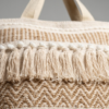 Handwoven Cotton Tote Bag with Bohemian Tassels and Pom-Poms – Stylish Textured Shoulder Bag for Daily Use, Beach, and Travel