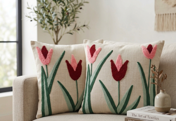 Gemini_Generated_Image_7w4bq37w4bq37w4b Decorative Embroidery | Premium Tufted Cushion Cover in 16x16 inches for Couch, Chair, Sofa, Bedroom, Living Room - Set of 2
