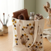 Hand-Embroidered Cotton Slub Tote Bag for Women | Premium Shoulder Bag with Zipper Closure & Tassel Accent | Eco-Friendly Shopping, Travel & College Handbag