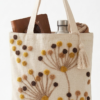 Hand-Embroidered Cotton Slub Tote Bag for Women | Premium Shoulder Bag with Zipper Closure & Tassel Accent | Eco-Friendly Shopping, Travel & College Handbag