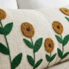 Embroidery Floral Lumbar Cushion Cover (14 x 36 Inch) – Decorative Boho Long Pillow Cover with Tassels, Artistic Embroidered Flower Design
