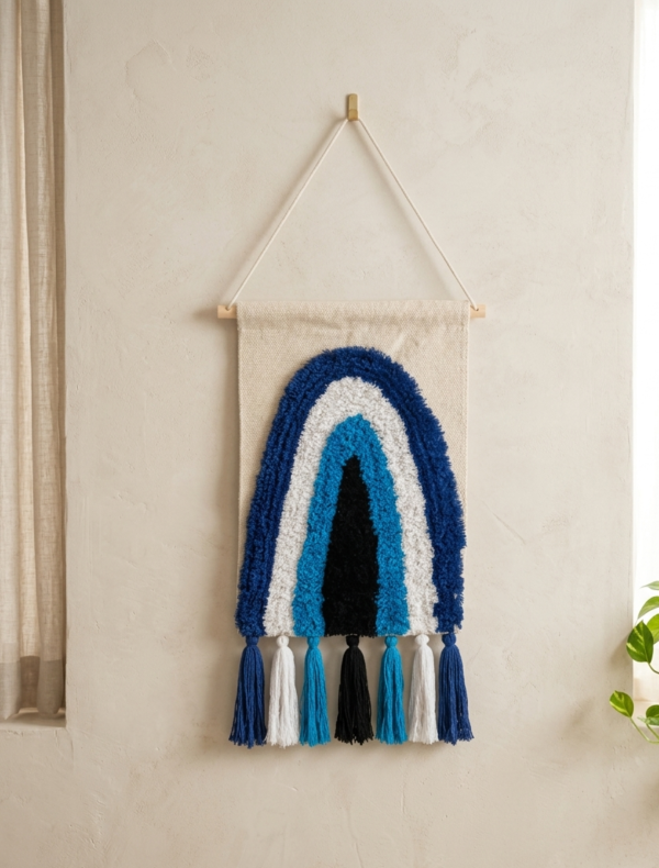 Gemini_Generated_Image_g8qdsqg8qdsqg8qd Wisdom Decor Handwoven Tufted Evil Eye Wall Hanging – Artisan-Crafted Protective Nazar Tapestry with Cotton Tassels for Bohemian Home, Living Room, and Nursery Decor