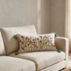 Embroidery Floral Lumbar Cushion Cover (14 x 36 Inch) – Decorative Boho Long Pillow Cover with Tassels, Artistic Embroidered Flower Design