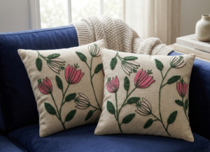 Gemini_Generated_Image_p3yguvp3yguvp3yg Decorative Embroidery | Premium Tufted Cushion Cover in 16x16 inches for Couch, Chair, Sofa, Bedroom, Living Room - Set of 2