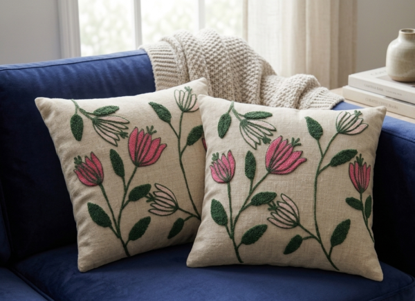 Gemini_Generated_Image_p3yguvp3yguvp3yg Decorative Embroidery | Premium Tufted Cushion Cover in 16x16 inches for Couch, Chair, Sofa, Bedroom, Living Room - Set of 2