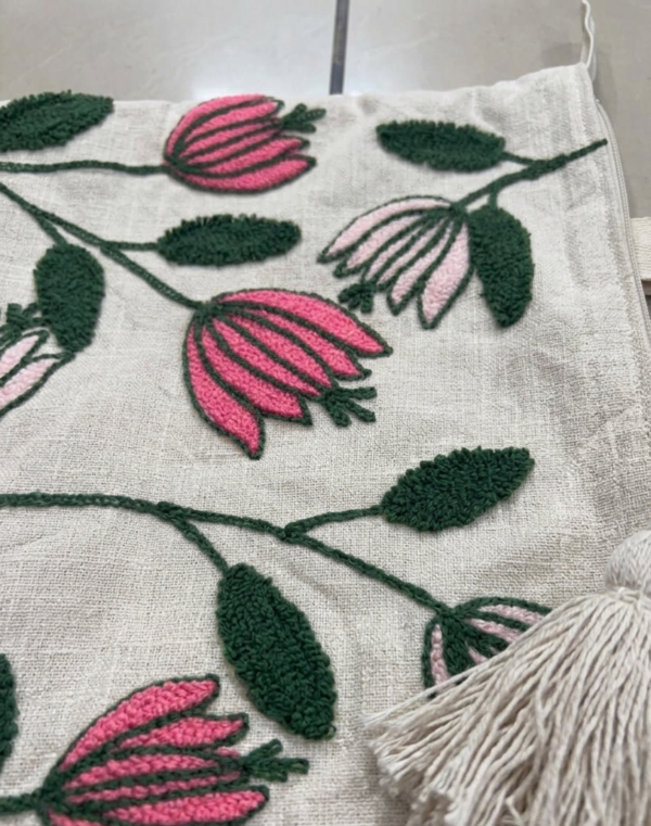 Gemini_Generated_Image_y8yupmy8yupmy8yu Hand-Embroidered Cotton Slub Tote Bag for Women | Premium Shoulder Bag with Zipper Closure & Tassel Accent | Eco-Friendly Shopping, Travel & College Handbag
