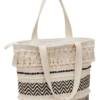 Boho Chic Cotton Tote Bag – Handwoven Artisan Shoulder Bag with Tassels, Geometric Patterns, and Secure Zipper Closure – Perfect for Beach, Travel, and Daily Use