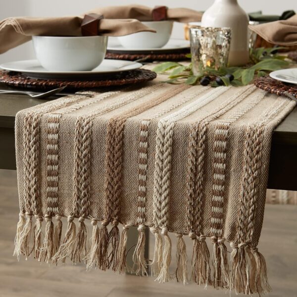 81EZyipp44L._SL1500_ Premium Cotton Dining Table Runner, 14 x 72 Inch, Farmhouse Style Table Decor with Elegant Tassels, Perfect for Dining, Coffee, and Console Tables