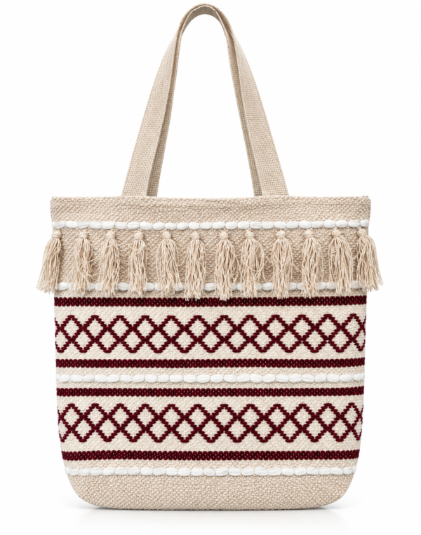 Boho Chic Cotton Tote Bag – Handwoven Artisan Shoulder Bag