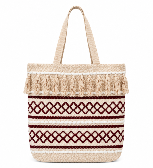 Boho Chic Cotton Tote Bag – Handwoven Artisan Shoulder Bag