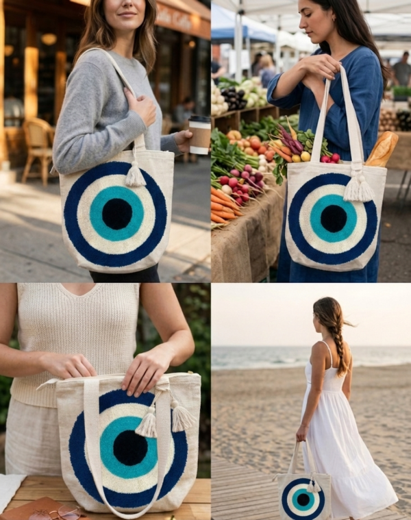 Gemini_Generated_Image_cghwefcghwefcghw Hand-Embroidered Cotton Slub Tote Bag for Women | Premium Shoulder Bag with Zipper Closure & Tassel Accent | Eco-Friendly Shopping, Travel & College Handbag