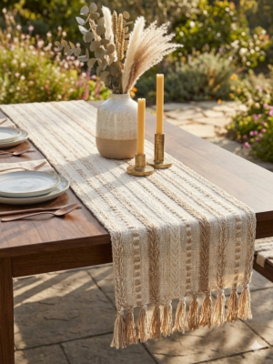Gemini_Generated_Image_hakjhhakjhhakjhh Premium Cotton Dining Table Runner, 14 x 72 Inch, Farmhouse Style Table Decor with Elegant Tassels, Perfect for Dining, Coffee, and Console Tables