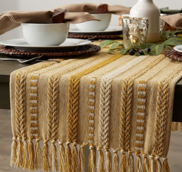 Gemini_Generated_Image_qajh9vqajh9vqajh Premium Cotton Dining Table Runner, 14 x 72 Inch, Farmhouse Style Table Decor with Elegant Tassels, Perfect for Dining, Coffee, and Console Tables