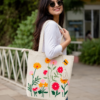 ChatGPT Image Aug 12, 2026, 05_35_14 PM (1) Hand-Embroidered Cotton Slub Tote Bag for Women | Premium Shoulder Bag with Zipper Closure & Tassel Accent | Eco-Friendly Shopping, Travel & College Handbag