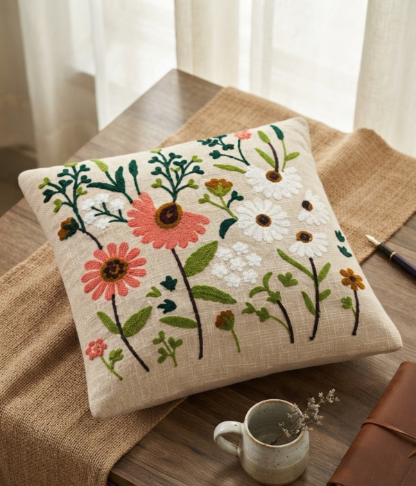 Gemini_Generated_Image_4snq2g4snq2g4snq Decorative Embroidery | Premium Tufted Cushion Cover in 16x16 inches for Couch, Chair, Sofa, Bedroom, Living Room - Set of 2