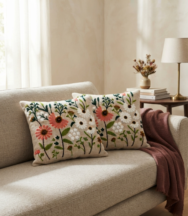 Gemini_Generated_Image_63qoa963qoa963qo Decorative Embroidery | Premium Tufted Cushion Cover in 16x16 inches for Couch, Chair, Sofa, Bedroom, Living Room - Set of 2
